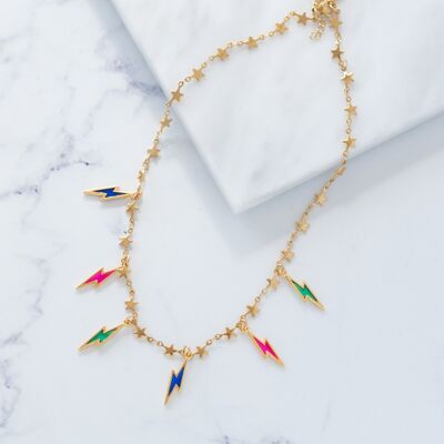 Thunder multi colored charm necklace