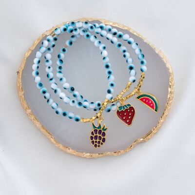 Tiny evil eye fruit bracelets