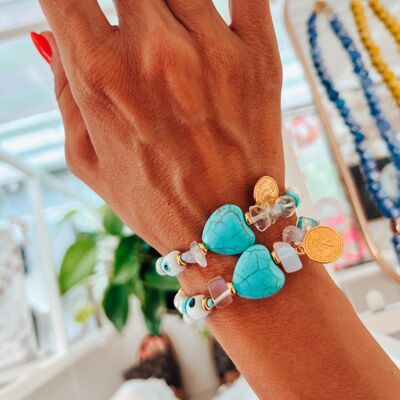 Bracelets coeur turquoise