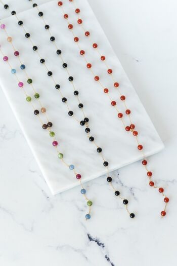 Collier rosario semi-précieux unisexe