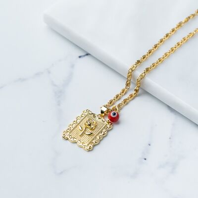 Goldkette im Vintage-Stil mit Rosenanhänger