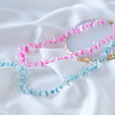 Water drop chokers in hot pink and turquoise