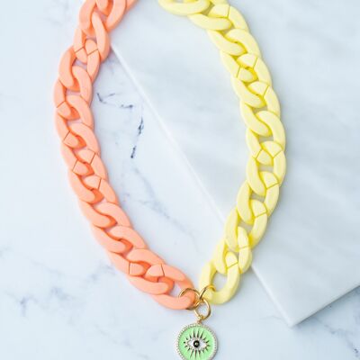 Yellow and peach color chunky chain