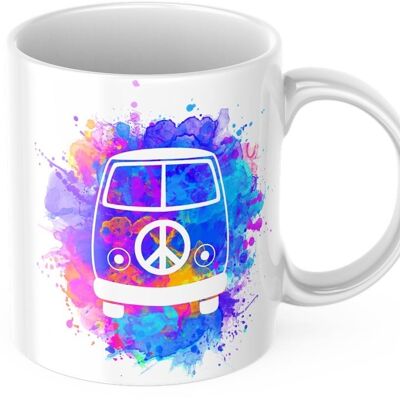 Taza de cerámica de café de té de Camper Van de colores brillantes, taza de Camper Van, taza Hippy Vibes, amantes de Camper, regalo de Camper Van, regalo de Navidad