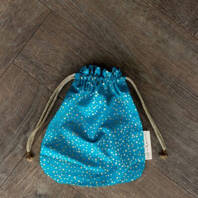 Fabric Gift Bags Double Drawstring -  Turquoise Confetti (Medium)