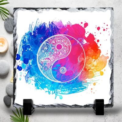 Brightly Coloured Mandala Rock Slate Chopping Board, Pan Stand, Trivet, Worktop Saver, Zen Decor, Mandala Gift, Meditation Decor, Zen Gift