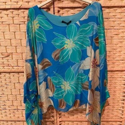 Silk Blouse for Summer with Multicolor Design and One Size