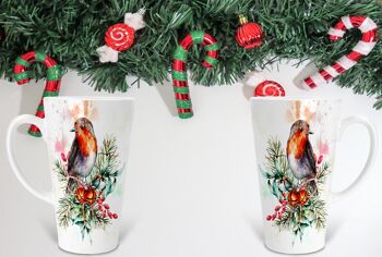 Tasse de Noël Robin 17 oz Skinny Latte, tasse de Noël, cadeau de Noël 2