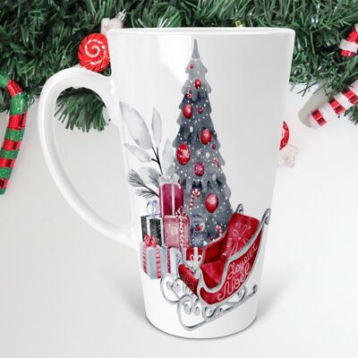 Christmas Tree 17oz Skinny Latte Mug, taza de Navidad, regalo de Navidad, taza de café con leche de árbol de Navidad, taza de chocolate caliente