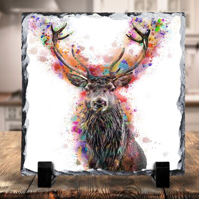 Colourful Stag Decorative Slate/Pan Stand,  Stag Gift, Scottish Gift, Highland Stags, Colourful Stags