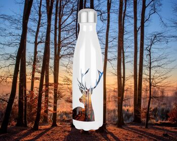 Silhouette de cerf coloré 500ml Bowling Pin Shape Drinks Bottle, Made In Scotland, Stag Gift, Scottish Stags, Scottish Gift 1