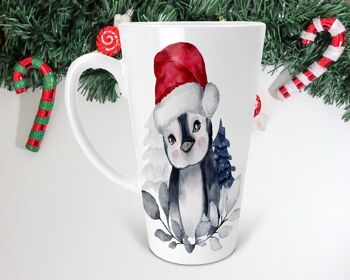 Mignon Noël Pingouin 17 oz Skinny Latte Mug, Tasse de Noël, Cadeau de Noël, Pingouin Latte Mug