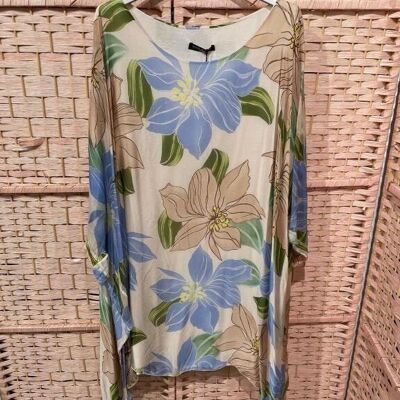 Comfortable Silk Blouse for Women with Colorful Design. Summer