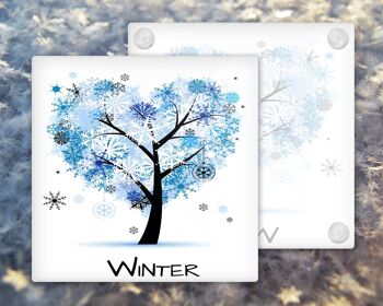 Four Seasons Glass Coaster Drinks Holder, Winter, Spring, Summer, Autumn, Four Seasons Coaster, Four Seasons, Kitchen Decor 5