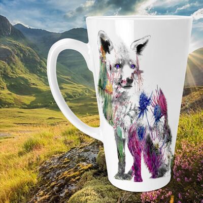 Fox and  Thistle  Watercolour Ceramic 17oz Skinny  Latte Mug, Thistle Latte Mug, Thistle Mug, Thistle Gift, Skinny Latte Mug, Scottish Gift
