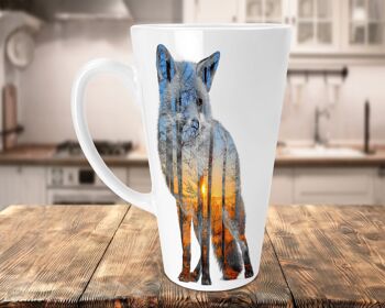 Renard Silhouette 17 oz en céramique Skinny Latte Mug, Fox Latte Mug, Fox Lovers Mug, Fox Lovers Gift, Skinny Latte Mug