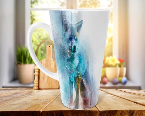 Fox Water Colour 17oz Ceramic Skinny  Latte Mug, Fox Latte Mug, Fox  Lovers Mug, Fox Lovers Gift, Skinny Latte Mug