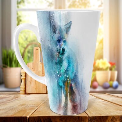 Fox Water Color 17oz Ceramic Skinny Latte Mug, Fox Latte Mug, Fox Lovers Mug, Fox Lovers Gift, Skinny Latte Mug