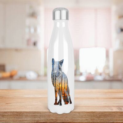 Fox Silhouette 500ml Bowling Pin Shape Drinks Bottle, Made In Scotland, Fox Gift Gift, Sly Foxes, Scottish Gift, Fox Themed Gift