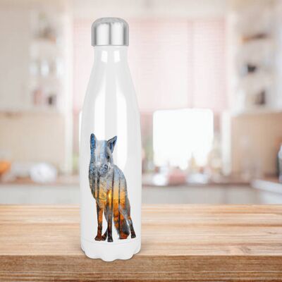 Fox Silhouette 500ml Bowling Pin Shape Drinks Bottle, Made In Scotland, Fox Gift Gift, Sly Foxes , Scottish Gift, Fox Themed Gift