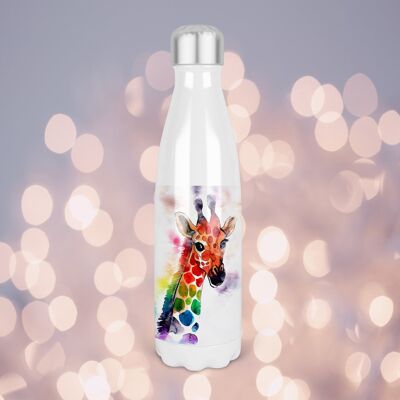 Giraffe Thermal Insulated 500ml Bowling Pin Shape Drinks Bottle, Made In Scotland, Cadeau de girafe, Amoureux de girafe, Cadeau d'amoureux de girafe