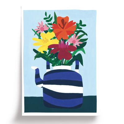 Teapot illustrated poster - format 30x40cm