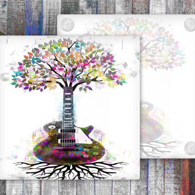 Guitar Tree Racines musicales Sous-verres en verre