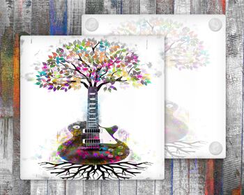 Guitar Tree Racines musicales Sous-verres en verre 1