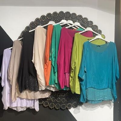 Bonita Blusa Italiana de Seda para Mujer con Talla Única