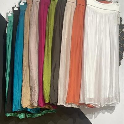 Gonna-Pantalone Lungo in Seta Italiana per Donna. Promozione