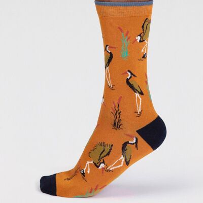 Gino Bamboo Heron Bird Socks - Turmeric Yellow