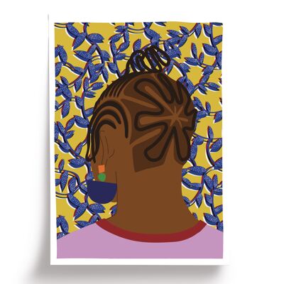 Illustrated poster Braided woman - format 42x29.7cm