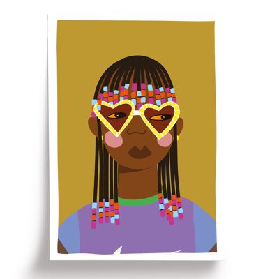 Baby girl illustrated poster - A4 format 21x29.7cm