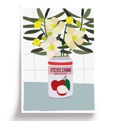 Affiche illustrée Lychee - format A4 21x29,7cm