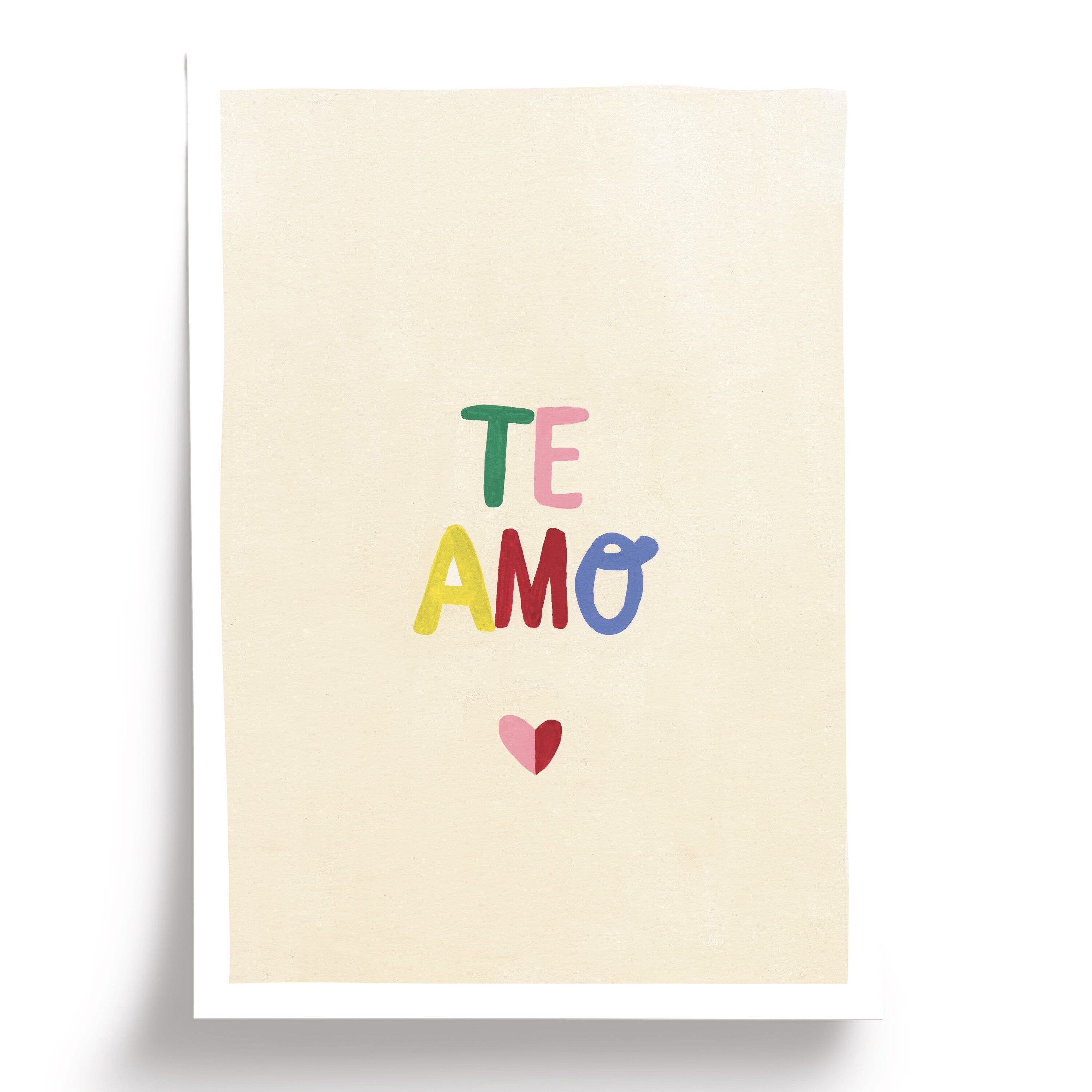 Poster illustrato Te amo - formato A4 21x29,7 cm