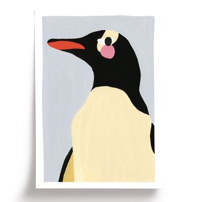 Póster ilustrado Pingüino - Formato A5 14,8x21cm