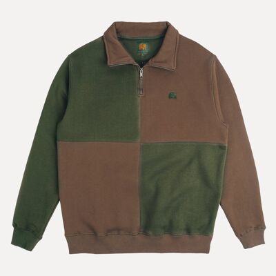 Color Block Half Zip Sweater Olive Woods