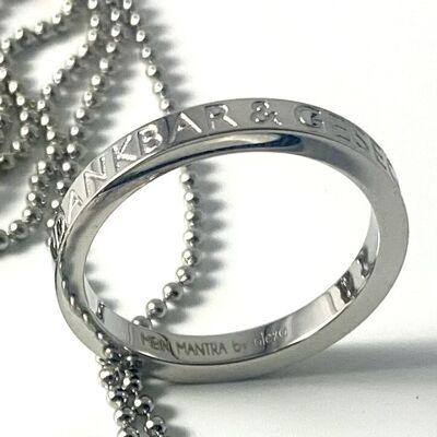 GRATEFUL & BLESSED, cadena de anillo acero inoxidable plata