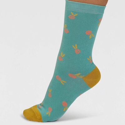 Mapel Floral Bamboo Socks - Pine Green