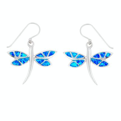 Stunning Blue Opal Dragonfly Earrings