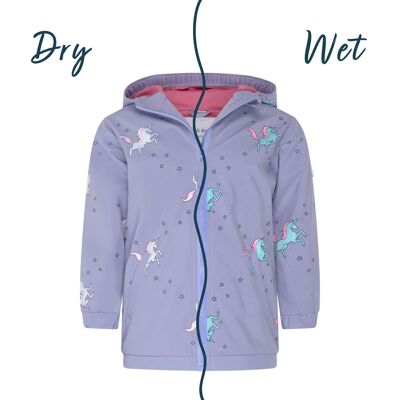 Unicorn Colour Changing Kids Raincoat age 3/4