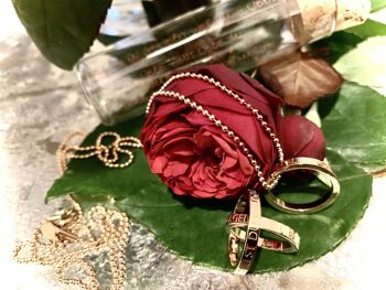 DO YOU WANT TO BE LOVED - LOVE, bague chaine acier inoxydable plaqué or rose 3