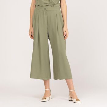 Pantalon large plissé vert 2