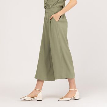 Pantalon large plissé vert 3