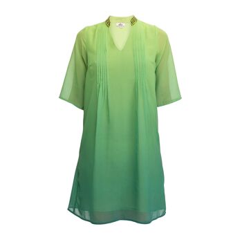 Robe courte à manches longueur coude dégradé vert 6