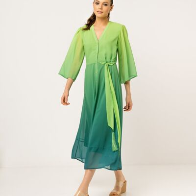 Long green gradient shirt dress