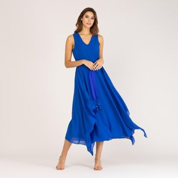 Robe longue asymétrique bleue 2