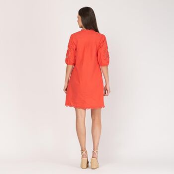 Robe courte en coton avec broderie orange 4