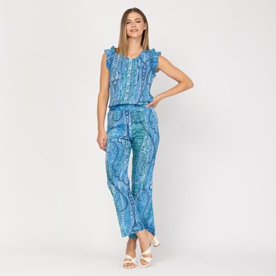 High-waisted flowing trousers