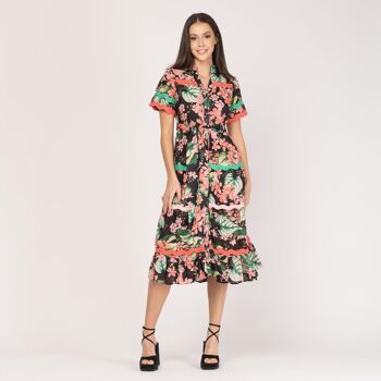 Robe chemise midi à manches courtes 1